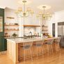 Gold Chandelier Lighting Living Room,5 Lights Metal Pendant Light Fixtures with Handmade Rattan Shade,Farmhouse Chandeliers Ceiling Light for Kitchen Island Dining Room Bedroom Hall,Height Adjustment Image 5