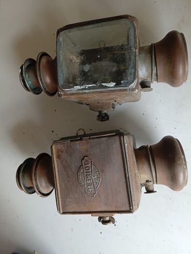 Pair antique Bleriot Car Lamps