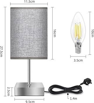 Touch Control Table Lamp, 3-Way Dimmable Bedside Lamps Nightstand Lamps with Flaxen Fabric Shade for Bedroom Living Room,LED Bulb Included