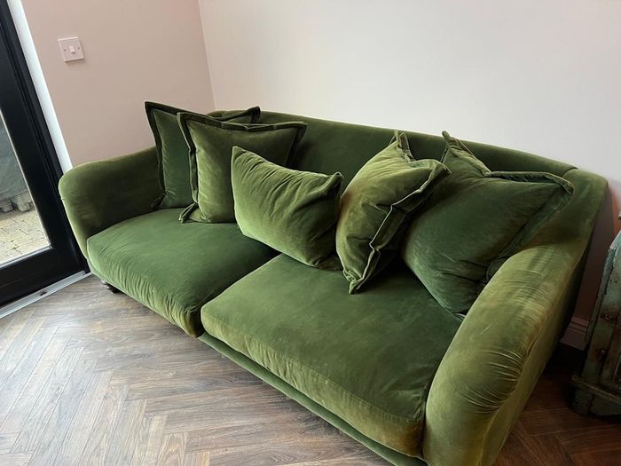 Green velvet sofa
