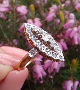 Antique Art Deco Marquise Diamond Ring 18ct Gold