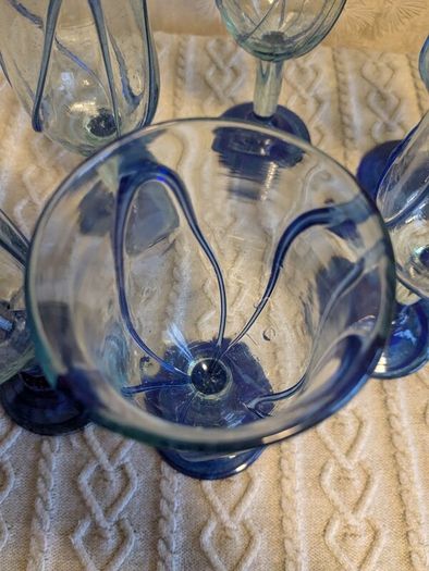 Hand blown rustic style wine glasses set of 6