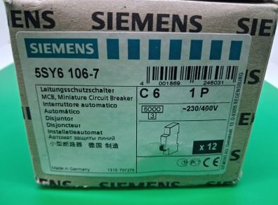 Postage - 12 x Siemens 5SY6106-7 MCB C6 1-Pole