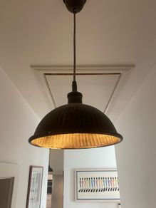 Pair of Copper Industrial Pendant Ceiling Lights Aged Patina
