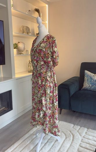 Ladies Multi Coloured Faux Wrap Dress from F&F