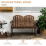 Outdoor Wooden Garden Bench, Patio Loveseat Chair with Slatted Backrest and Smooth Armrests for Two People, for Yard, Lawn, Porch, Carbonised Finish Image 3
