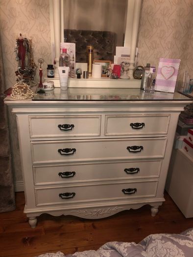 Solid wood  5 drawer chest , with mirror
