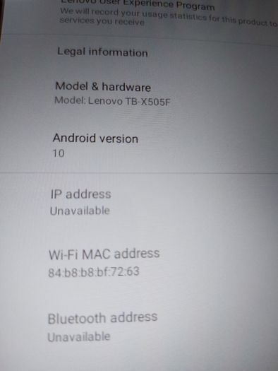 Lenovo 10.1 tablet, Model TB-X505F working perfect. The screen is cracked but doesn't affect touchscreen