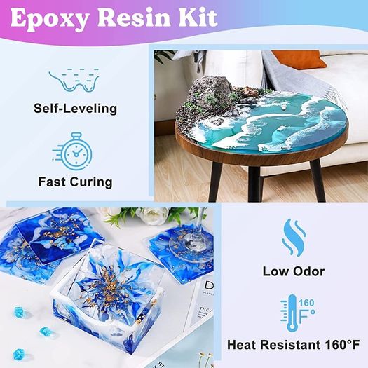 80oz Crystal Clear Casting Resin Kit, Bubbles Free Epoxy Resin Supplies, Clear Resin for Tumblers, Molds, Jewelry, Table Top, Epoxy Resin with 6 Mica Powders, Large Silicone Cup and More (FREE POSTAGE)