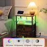 Bedside Table Set of 2, Side Table with Charging Station and Led Lights Image 2