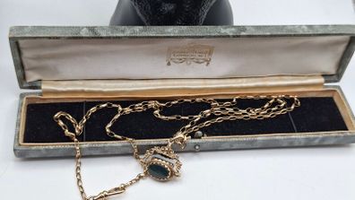 9ct yellow gold spinning fob necklace