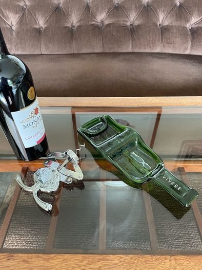 Slumped Wine Bottle Nibbles Tray by Vivere Interior Design