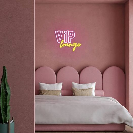 NEW SALE | VIP Lounge Neon Signs for Wall Decor LED Neon Light for Room Decor VIP Light up Sign with USB Powered for Home Decor, Hotel, Club, Cafe, Bar, Office, Shopping Mall (Pink&Lemon Yellow)