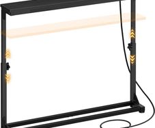 Slim Console Table with Adjustable Height (63.5-83.5 cm), Behind Sofe Table with Charging Station, 100 cm Narrow Console Table for Hallway, Living Room, Bedroom, Black