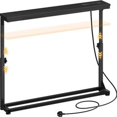 Slim Console Table with Adjustable Height (63.5-83.5 cm), Behind Sofe Table with Charging Station, 100 cm Narrow Console Table for Hallway, Living Room, Bedroom, Black