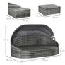 Rattan Sun Island 4-Piece Daybed with Canopy Seating Group 4 Cushions Metal Grey 230 x 145 x 80 cm Image 2
