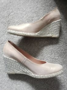 Soft  leather Pink Wedge Shoes