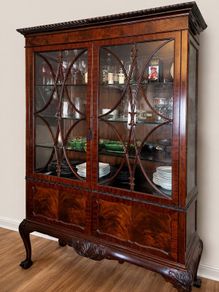 Wood cabinet with glass doors