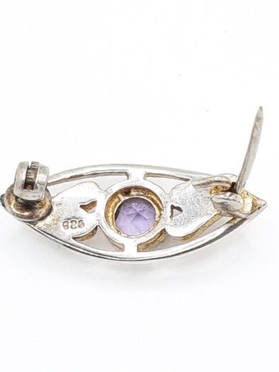 Silver Amethyst Brooch