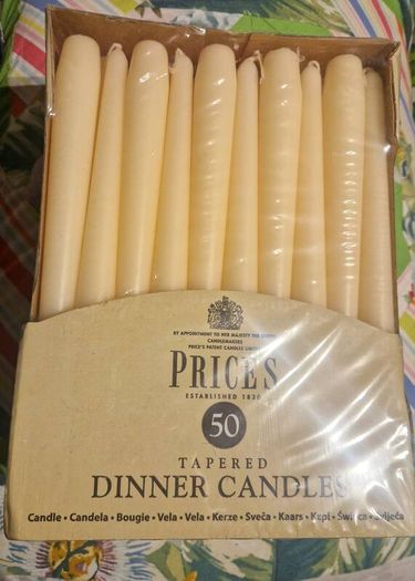 dinner candles in ivory.