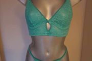 Brand new Kaixi Sample celadon lace bralette and thongs set size S cup 34 B Postage included