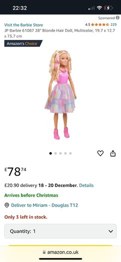 Large Barbie Doll 70cm Doll Friend.