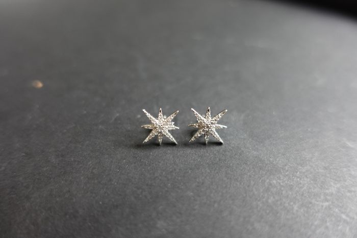 Cubic Zirconia Sterling Silver Star Errings