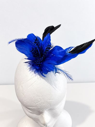 Pre Owned Royal Blue Feather Fascinator Clip & Pin