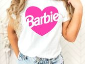 Barbie t-shirt Malibu Beach Graphic Tee, Premium Crewneck T-shirt Heart Baby Doll Let's Go Party  t-shirt for adults and kids