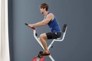 Foldable Exercise Bike, Indoor Fitness Bicycle Trainer with 8-level Magnetic Resistance and LCD Monitor, Red