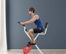 Foldable Exercise Bike, Indoor Fitness Bicycle Trainer with 8-level Magnetic Resistance and LCD Monitor, Red