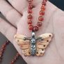 Antique Carnelian Agate Beads From Mali with Sterling Silver Shell Butterfly Pendant Necklace Image 3