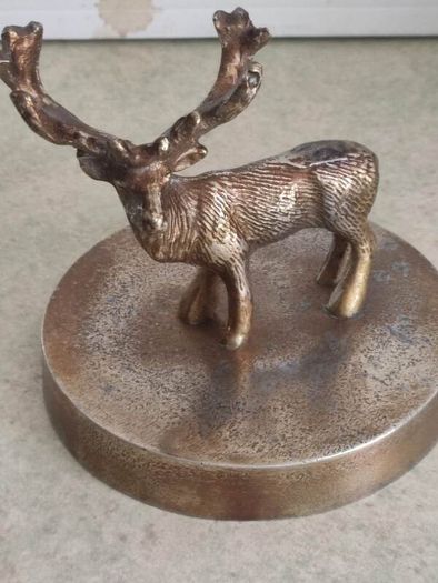 Vintage Brass effect Deer on circle base.