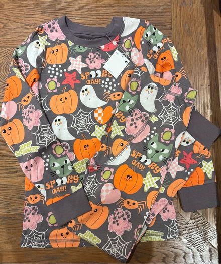 Next Cotton Halloween Grey Pumpkin & Ghost Pyjamas (age 7-8yrs)