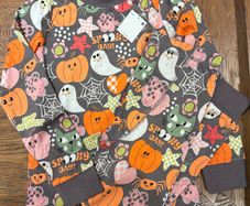 Next Cotton Halloween Grey Pumpkin & Ghost Pyjamas (age 7-8yrs)