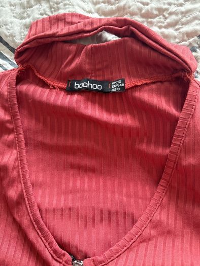 Boohoo Coral front zip bodycon dress
