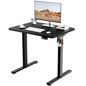 Electric Height Adjustable Standing Desk 80x60cm (31.5"x23.6"), Sit Stand Desk with Splicing Top for Home Office (Black Frame + Black Desktop)