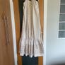 Ancient Greek Designer Maxi halter neck dress in embroidered cream and metallic gold thread and high thread count material Image 2