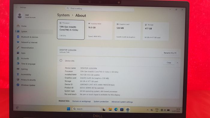 Dell Latitude 7340, i5 Cpu (13th gen), 16 GB Ram, 512 GB Storage (SSD).
