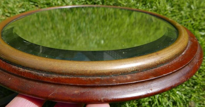 Victorian Wood and Brass Swivel Wall Mirror