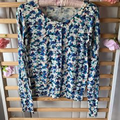 cardigan 100% cotton floral vintage inspired round neck cardigan uk 12