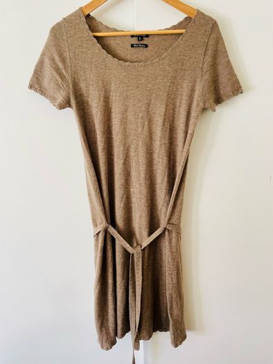 Massimo Dutti Wool and Cashmere Knit Dress Beige Belted Dress Size M