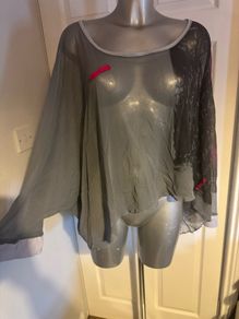 One O One French transparent oversized one size grey cover up top Postage included