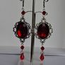 Gothic Ornate Filigree Deep Red Garnet Tassel Earrings Image 8