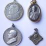 Antique Religious Pendants with POPES In Silver-Plated Metals Image 2
