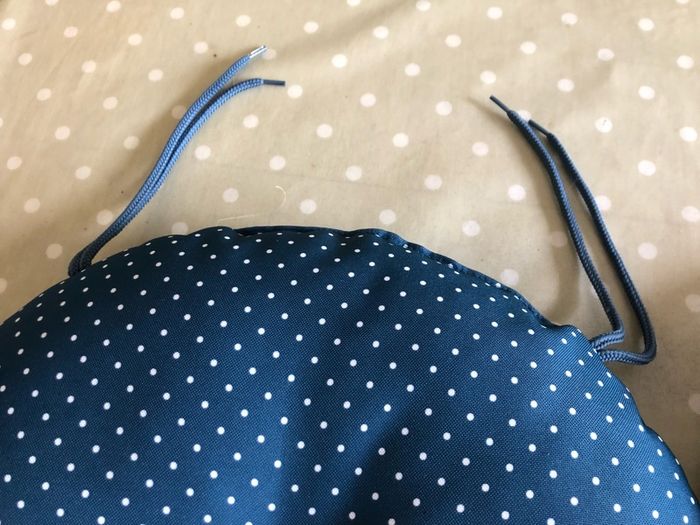 Polka Dot Round Cushions With Ties x2
