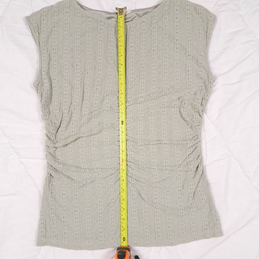 Marks & Spencer Sage Muted Green Textured Smocked Shirred Gathered Side Bodycon Sleeveless Top 14UK/42EU