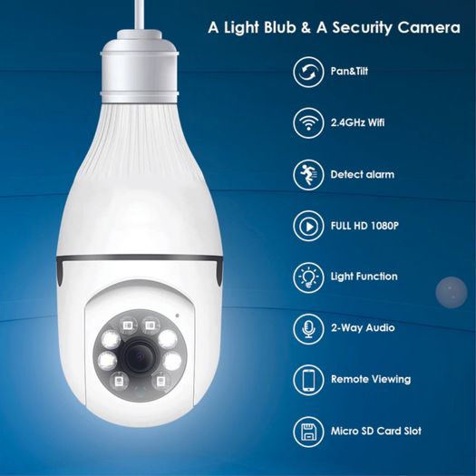 3mp Panoramic Wifi Ip Camera E27 Light Bulb Calving Hd Wireless Security Camera