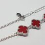 925 sterling silver four leaf clover bracelet red Image 5