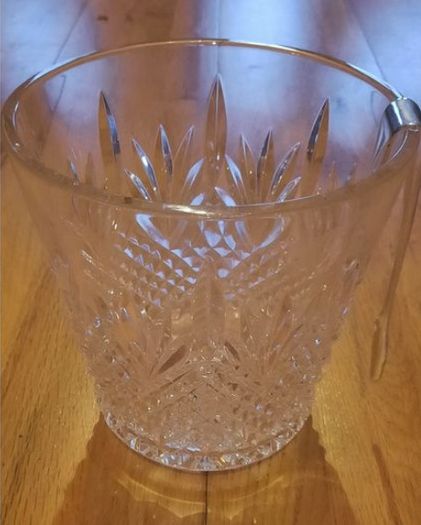 Waterford Crystal Ice Bucket with Silver Tongs